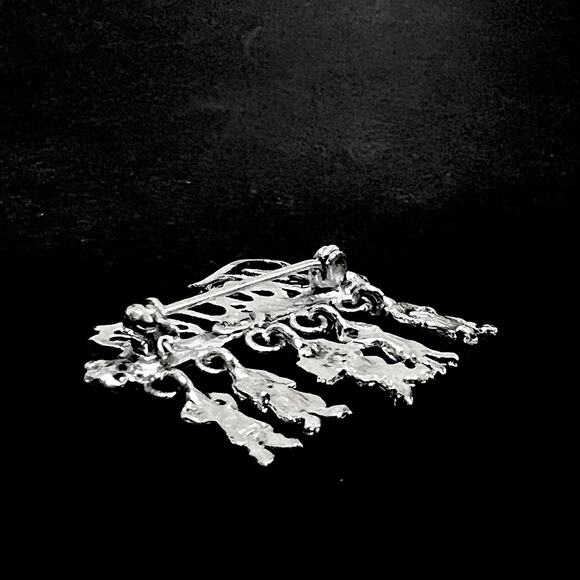 Danecraft Teacher Brooch Dangle Charms Kids Students Silver Tone Vintage Pin - Picture 3 of 6